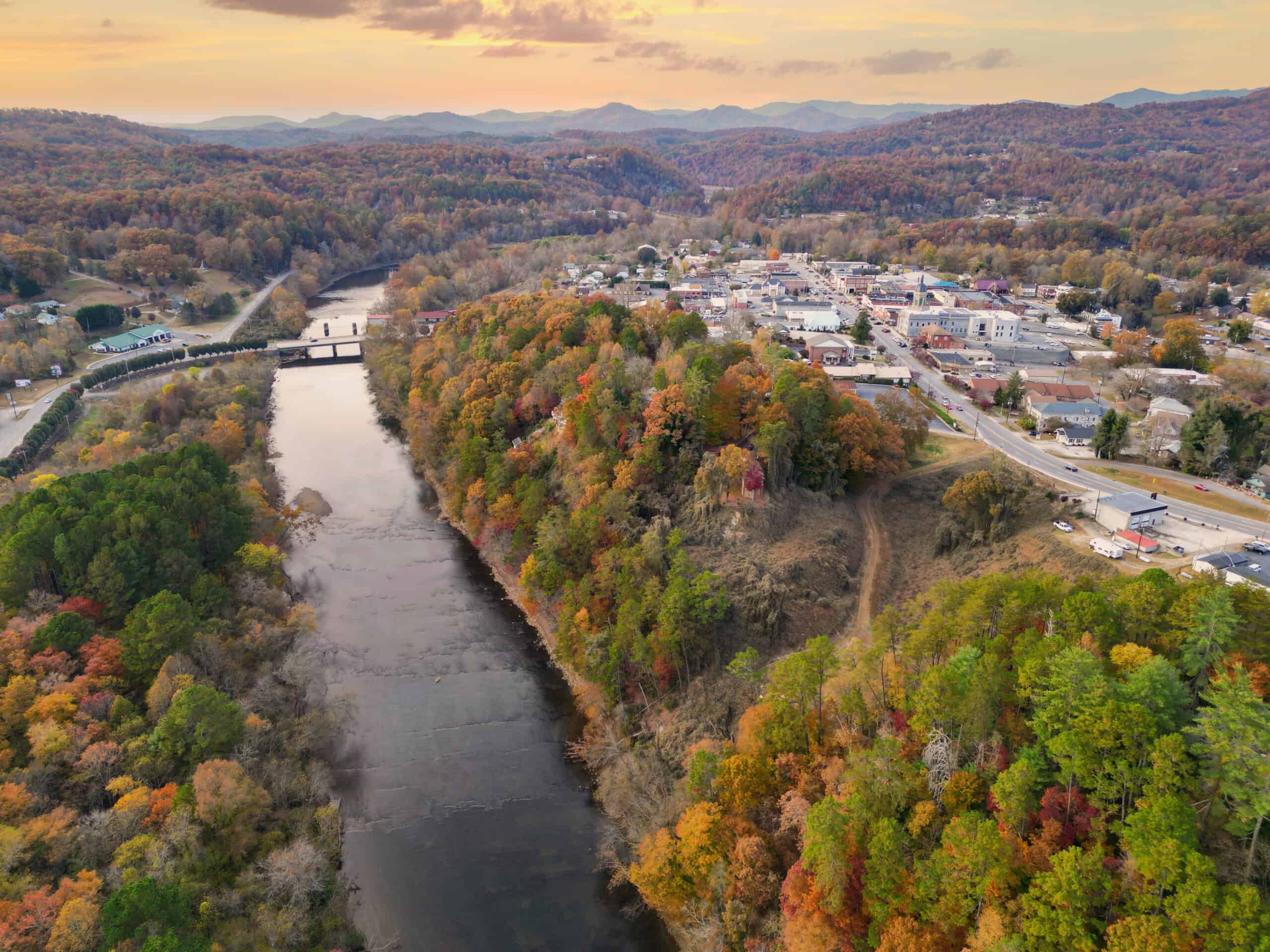 The Hiwassee River and the town of Murphy in Cherokee County, N.C., on Oct by Harrison Keely
