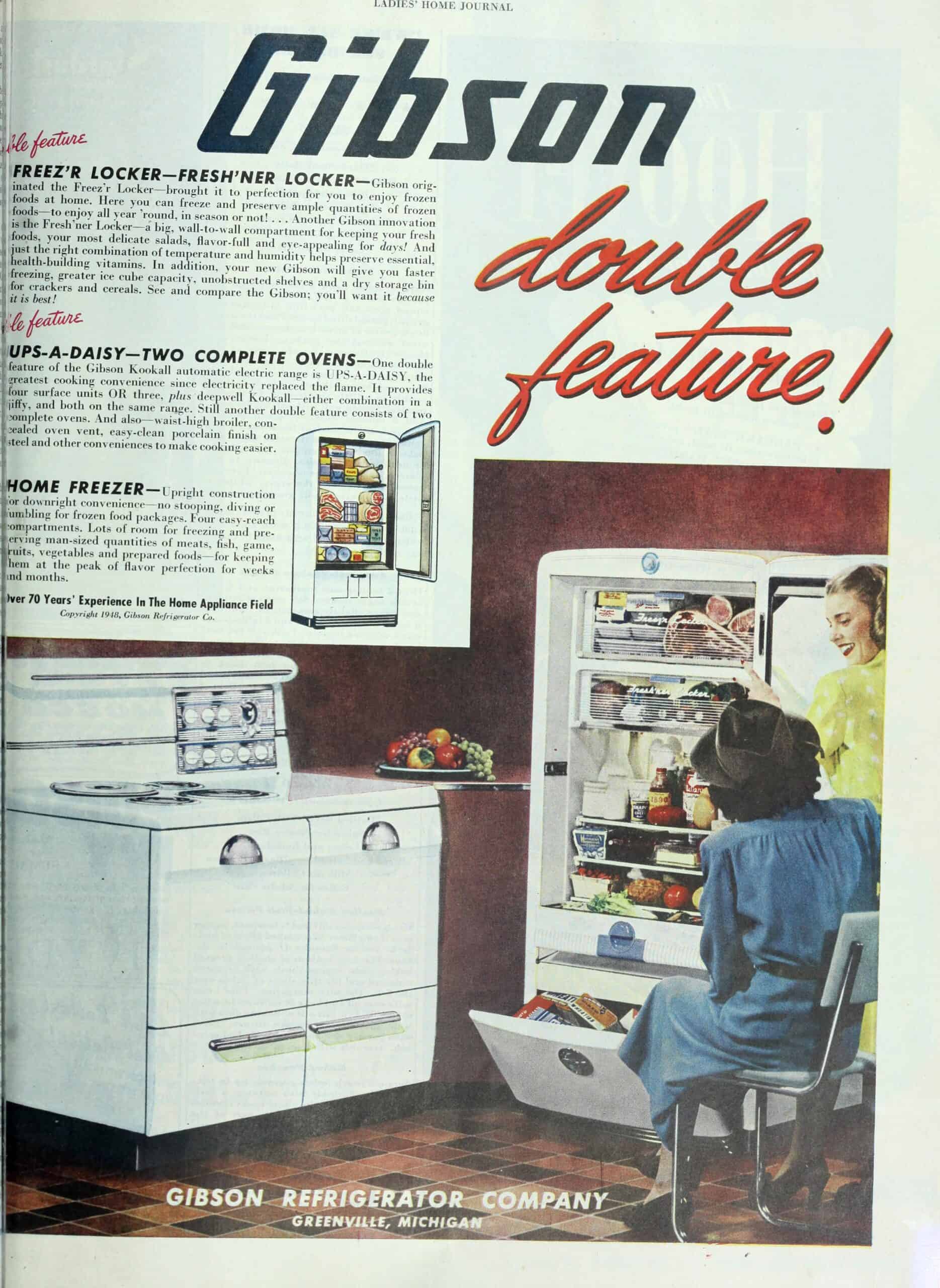 Gibson appliance ad from The Ladies Home Journal, 1948