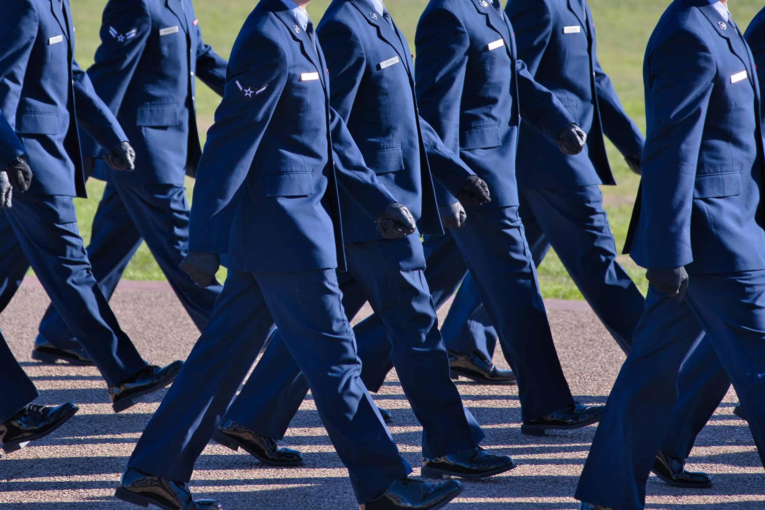 Lackland AFB | New Air Force members marching