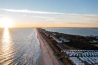 Indian Beach, North Carolina | Aerial View of the Crystal Coast at Indian Beach in North Carolina Looking South During Sunset