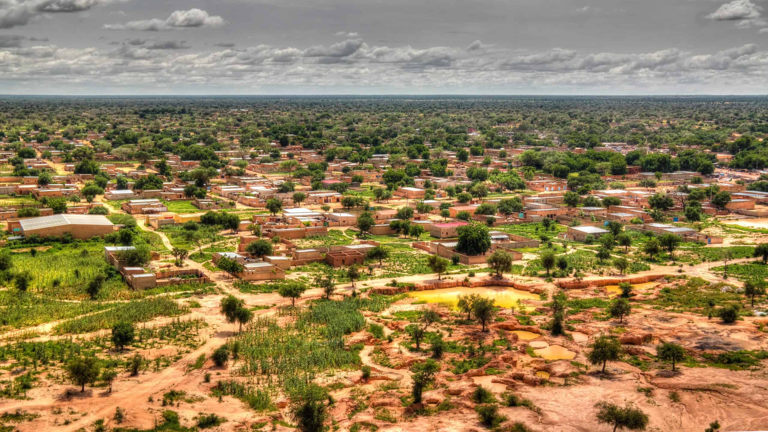 Niger | Panoramic landscape view to sahel and oasis, Dogondoutchi, Niger