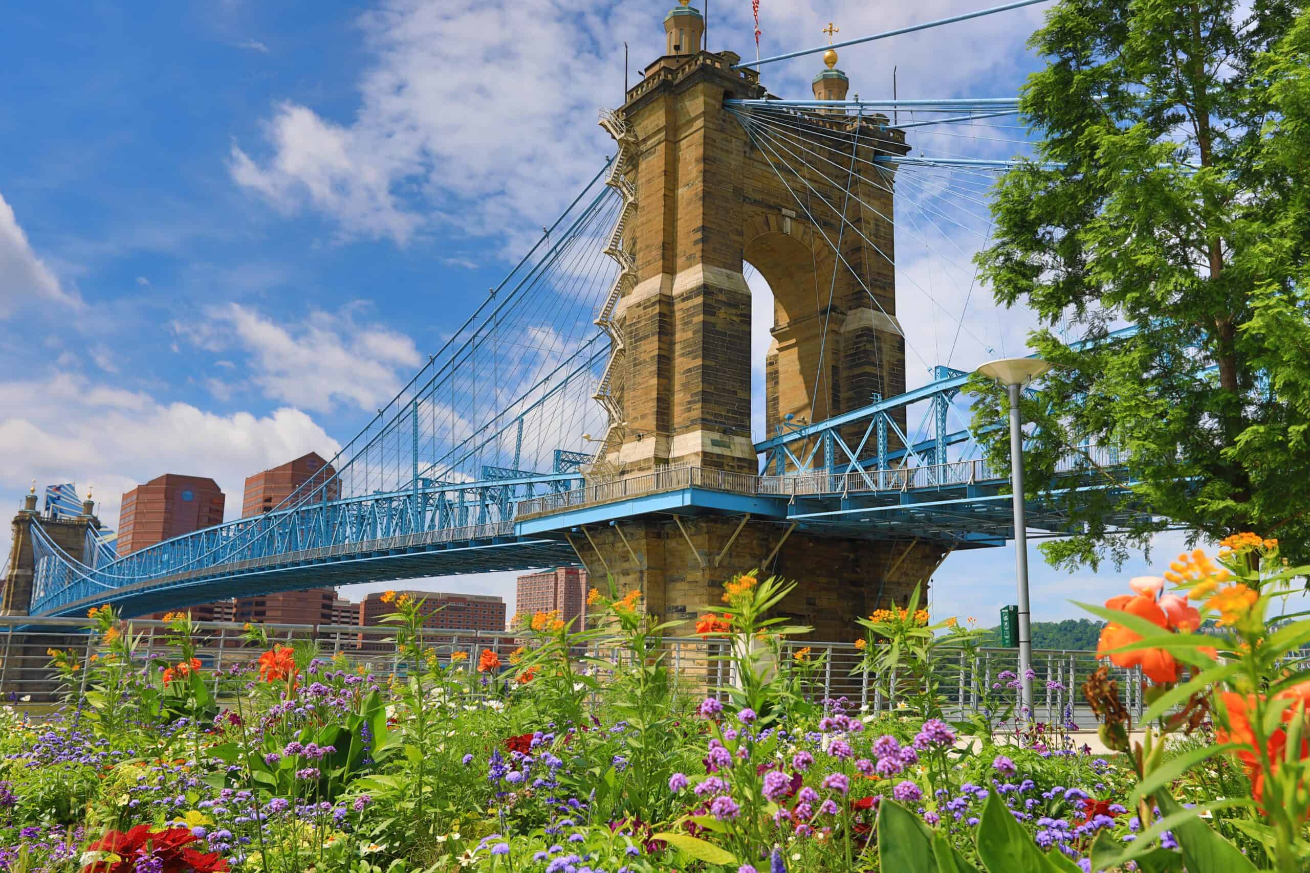 Covington, Kentucky | The Roebling Bridge in Cincinnati in the summer