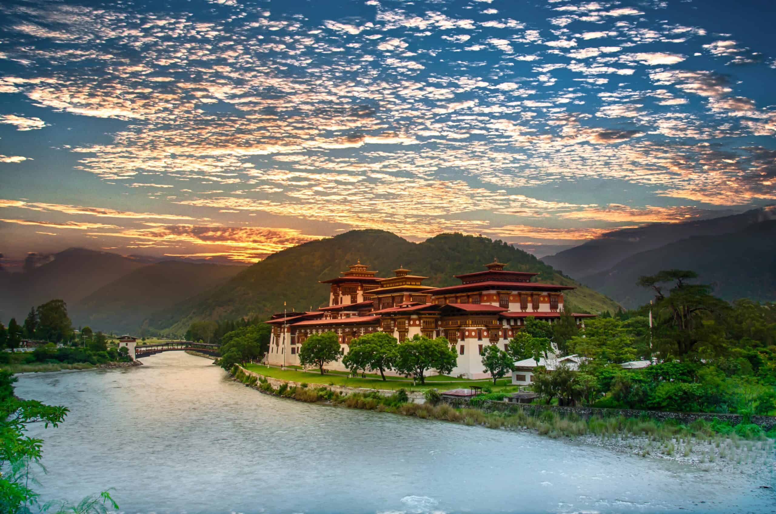 Bhutan | A glorious evening in Punakha, Bhutan. Bhutan is also known as the land of the thunder dragon.