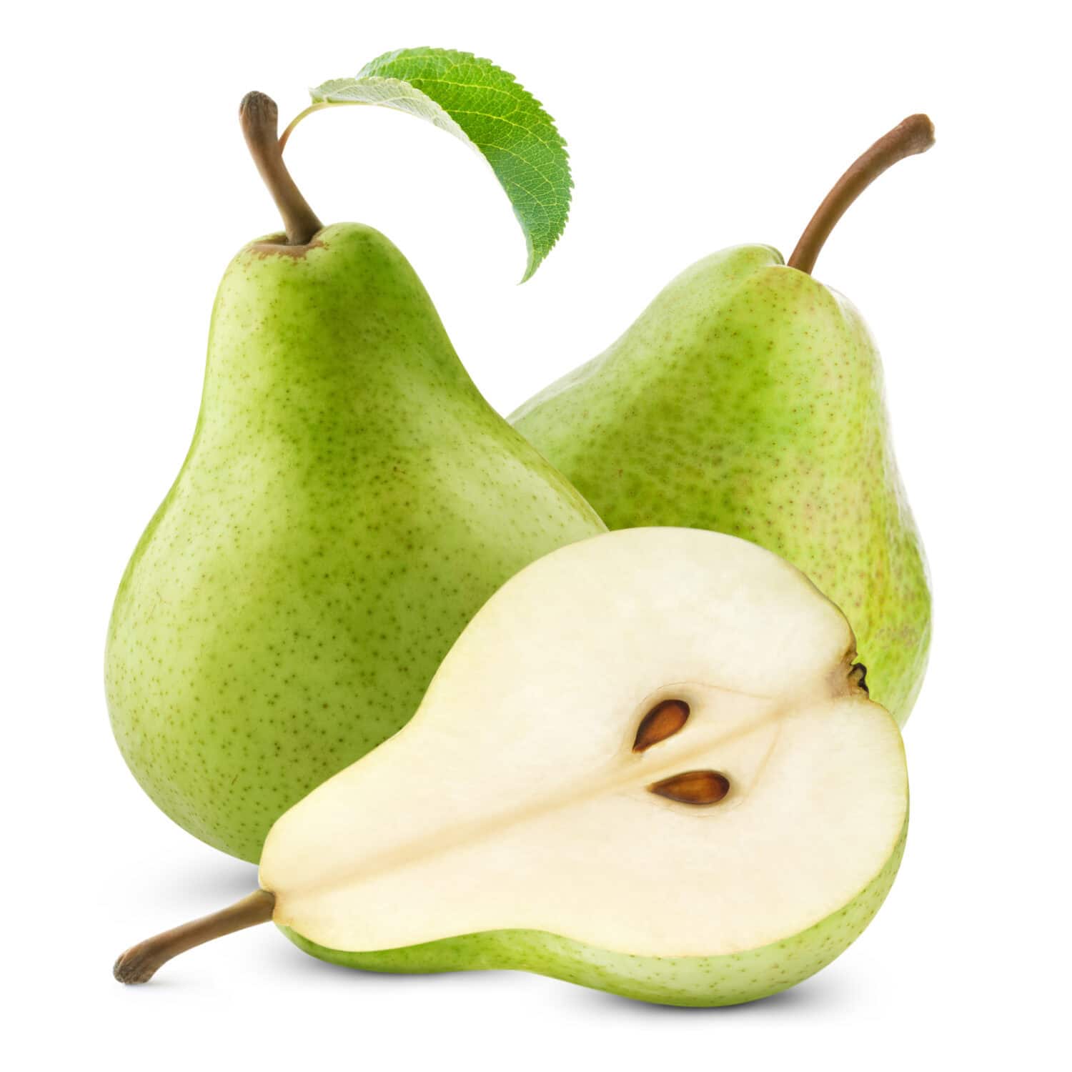 ripe pears with leaf isolated