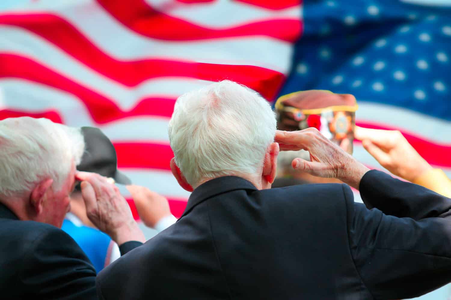 Veterans saluting on Memorial Day ceremony