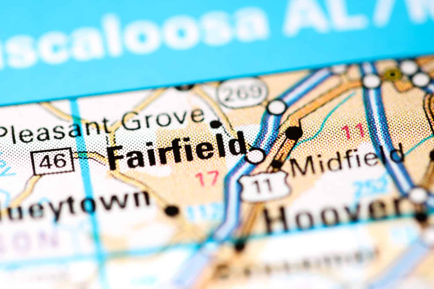 Fairfield. Alabama. USA on a map
