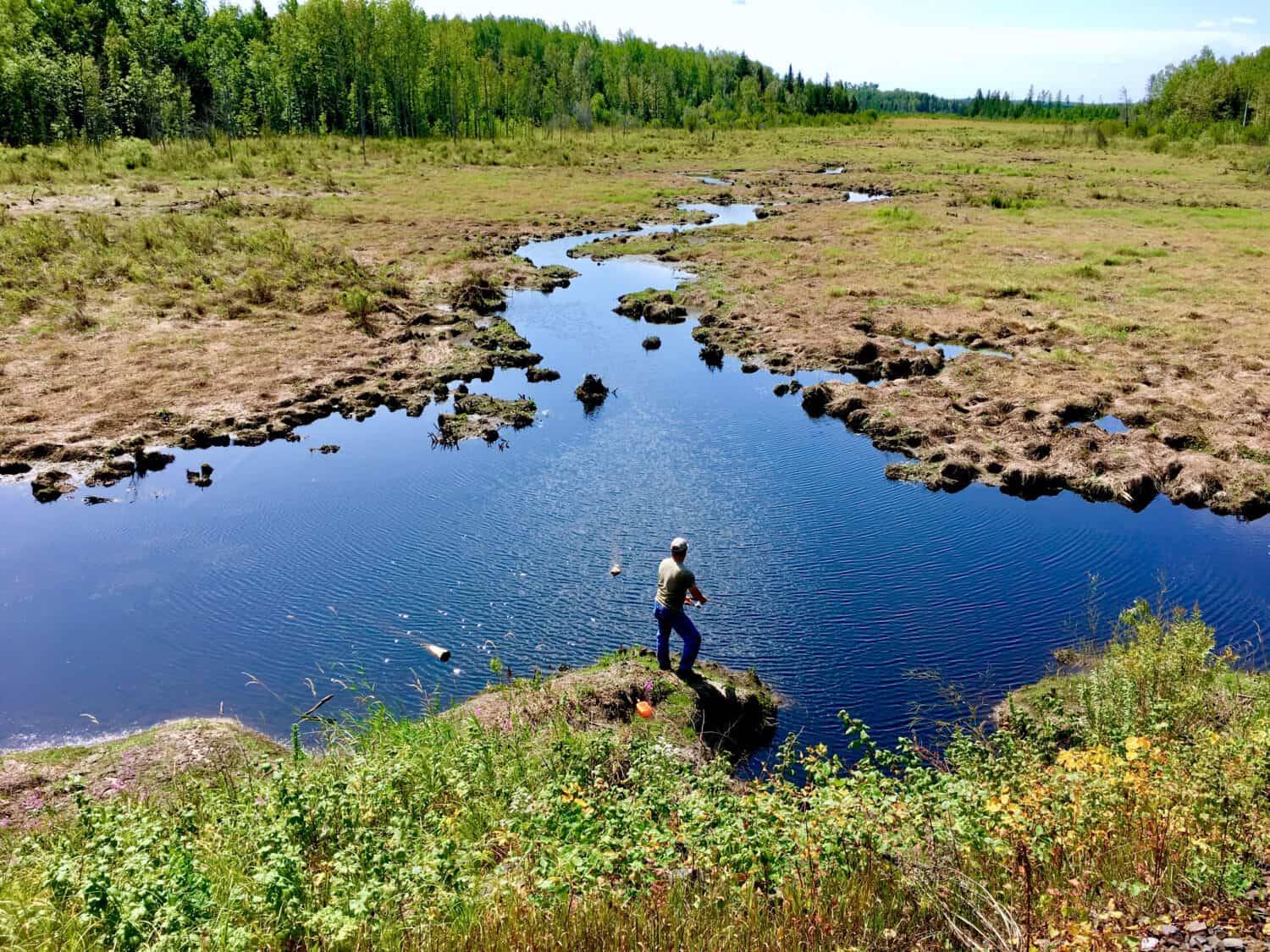 Stream in Northern Minnesota. Fishing For Trout in a Remote Location.