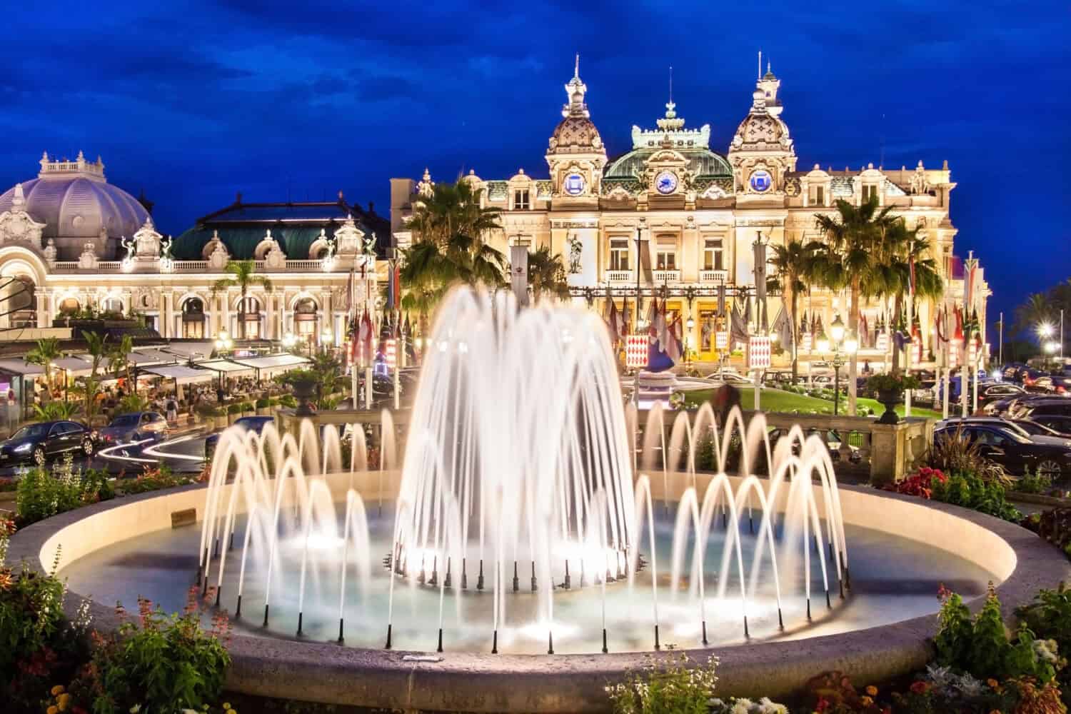 The Monte Carlo Casino is landmark in Monte Carlo, Monaco, Cote de Azul, France, Europe. It includes a casino, the Grand Theatre de Monte Carlo, and the office of Les Ballets de Monte Carlo.