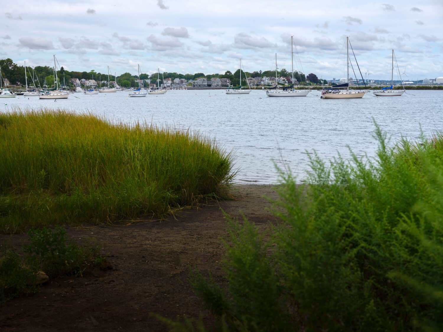View of Pawtuext Cove and Village from Salter Grove Memorial Park in Warwick, Rhode Island