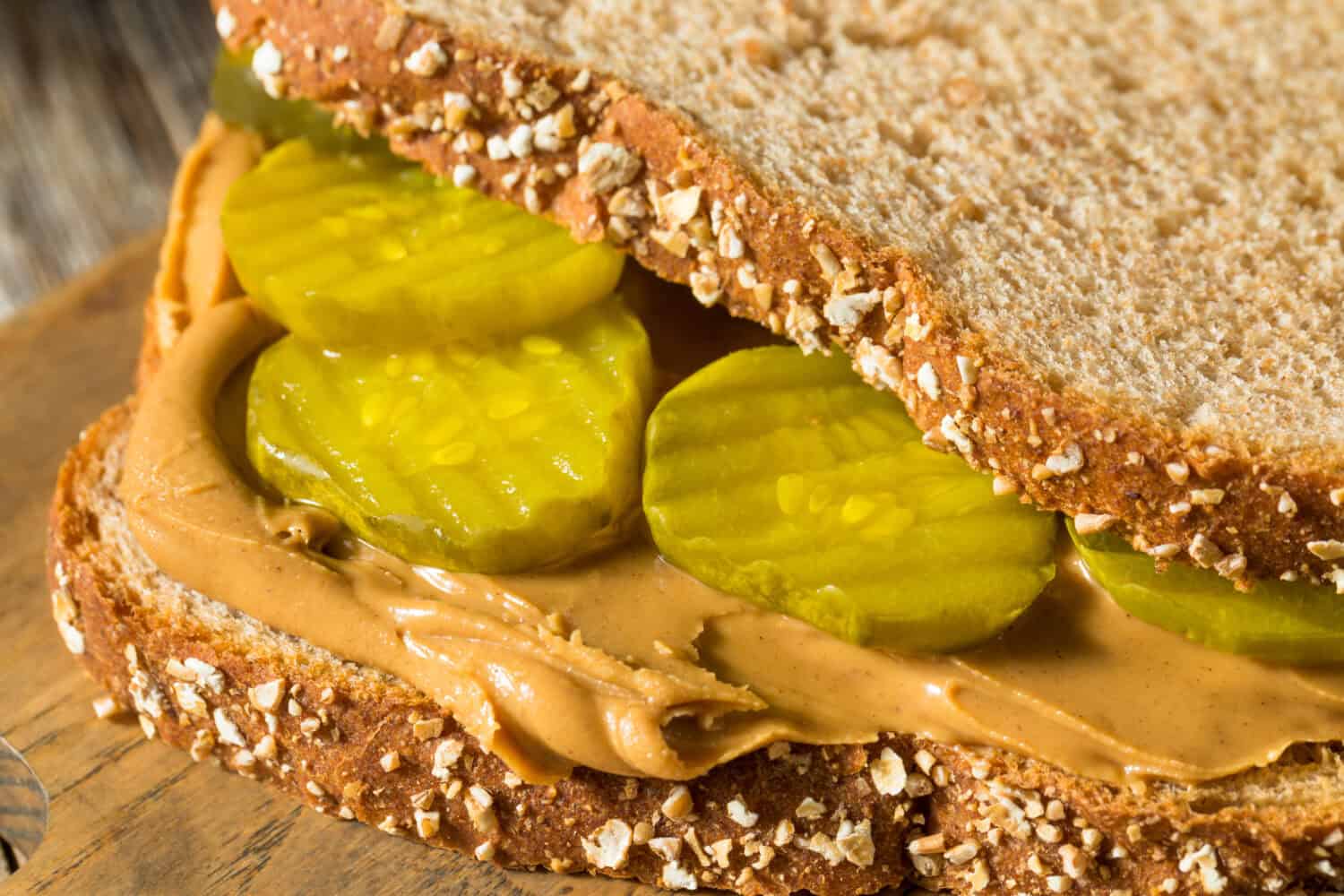 Homemade Peanut Butter and Pickle Sandwich with Chips