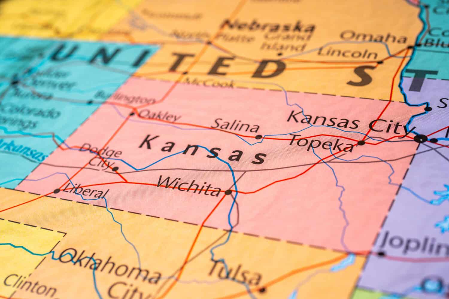 Kansas on the map of USA by Alexander Lukatskiy