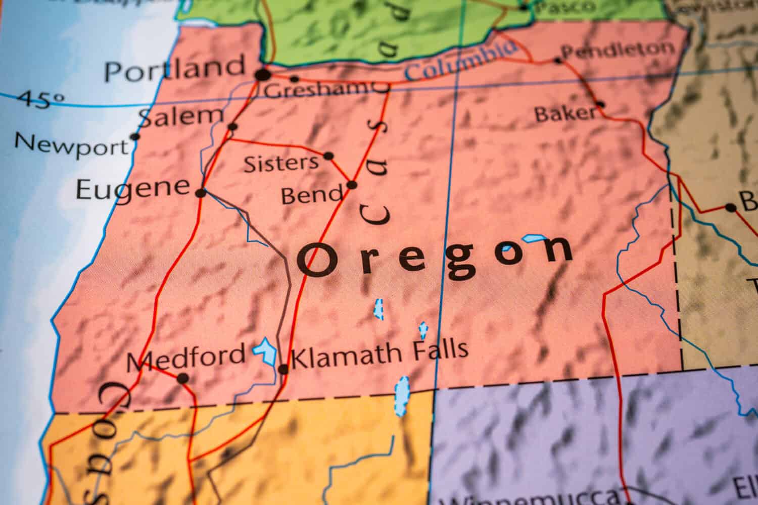 Oregon on the USA map