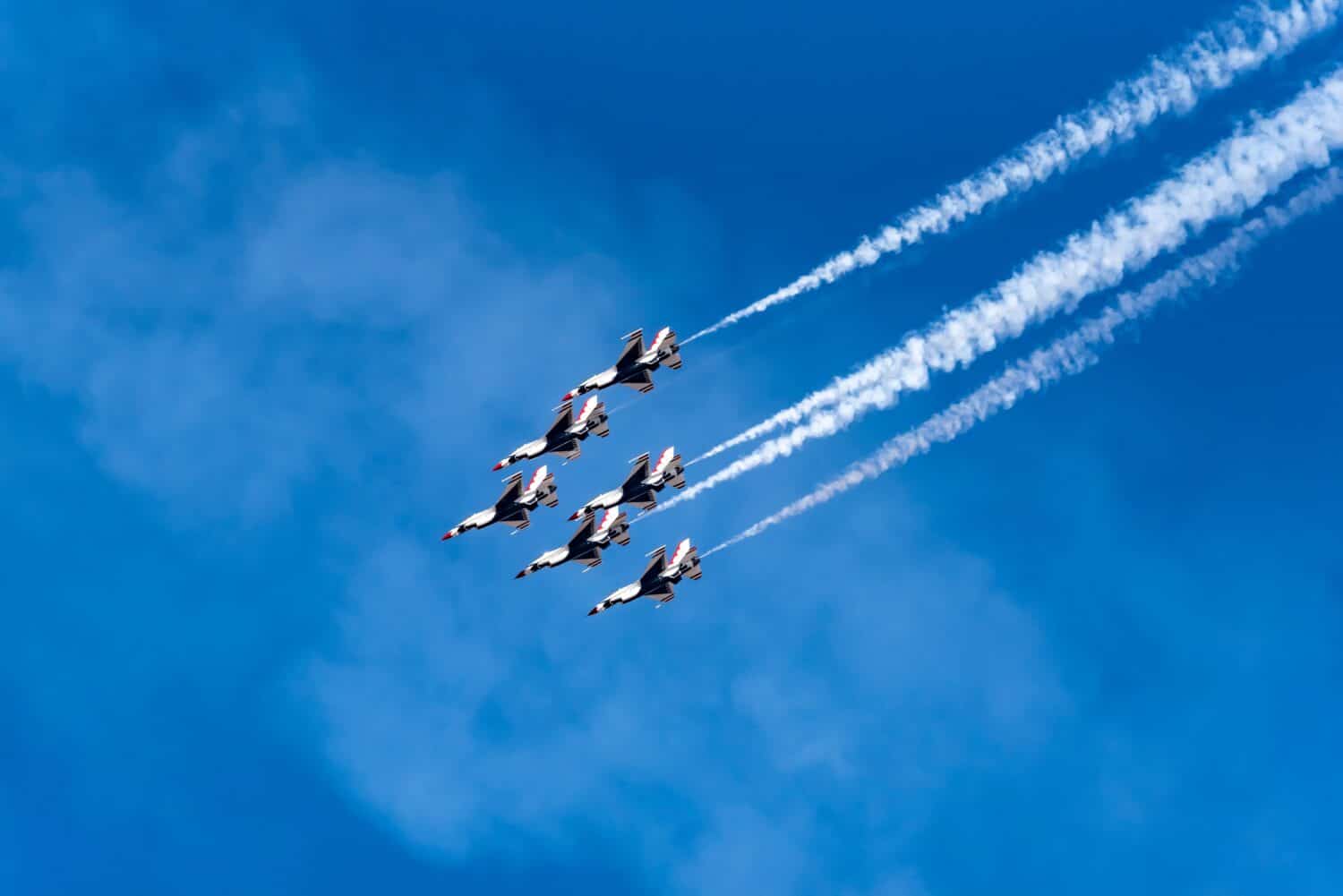 Thunderbirds in formation in the sky