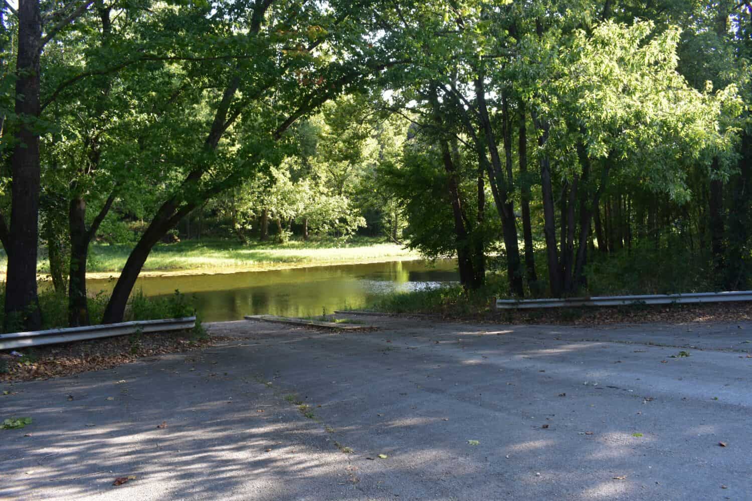 The boat ramp at Cross Timbers Access (Mo Dept of Conservation) near Hermitage, Hickory County, MO, Missouri, USA, United States allows boats to be launched on the Pomme de Terre River.
