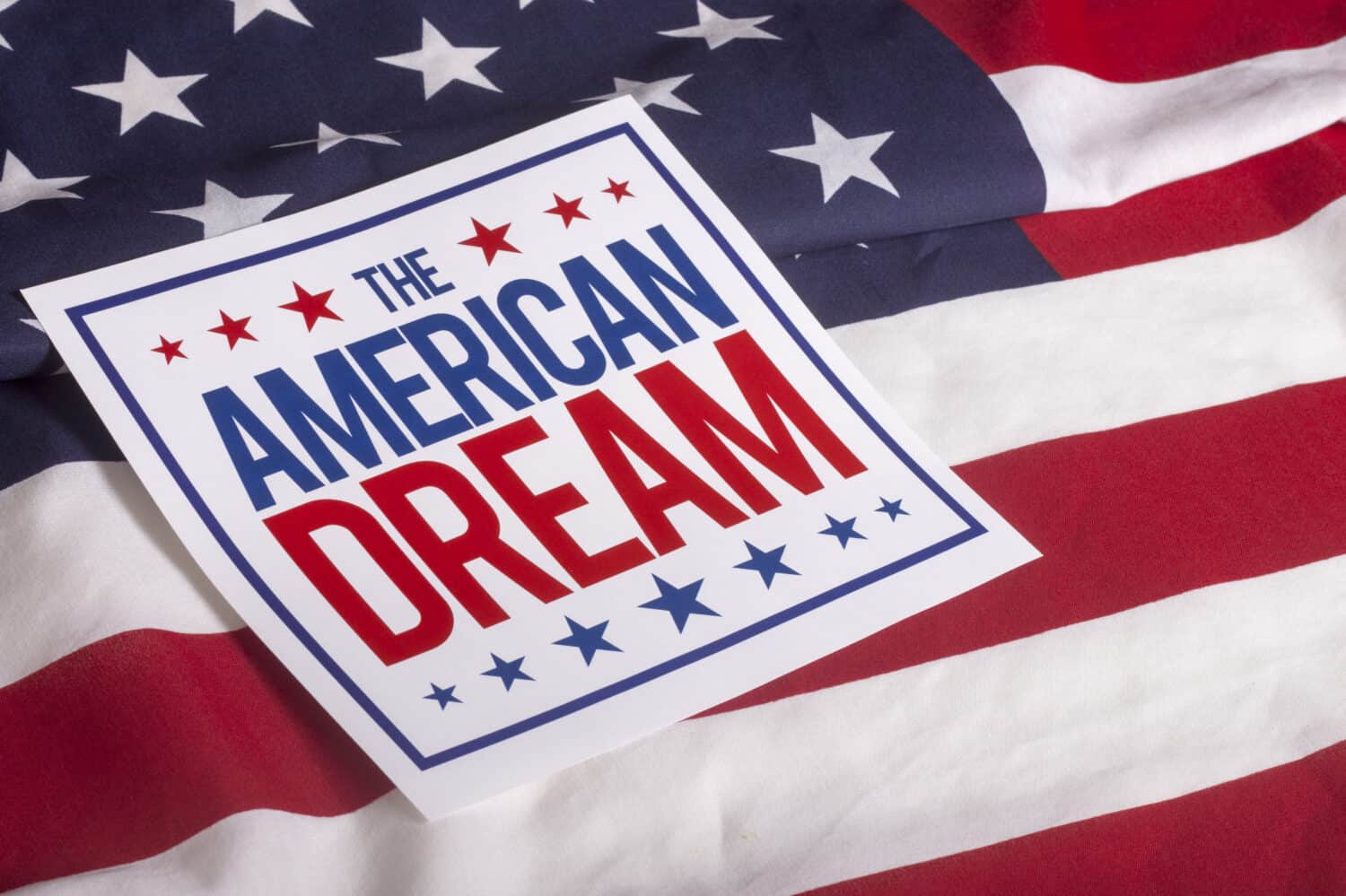 The American Dream sign on US flag