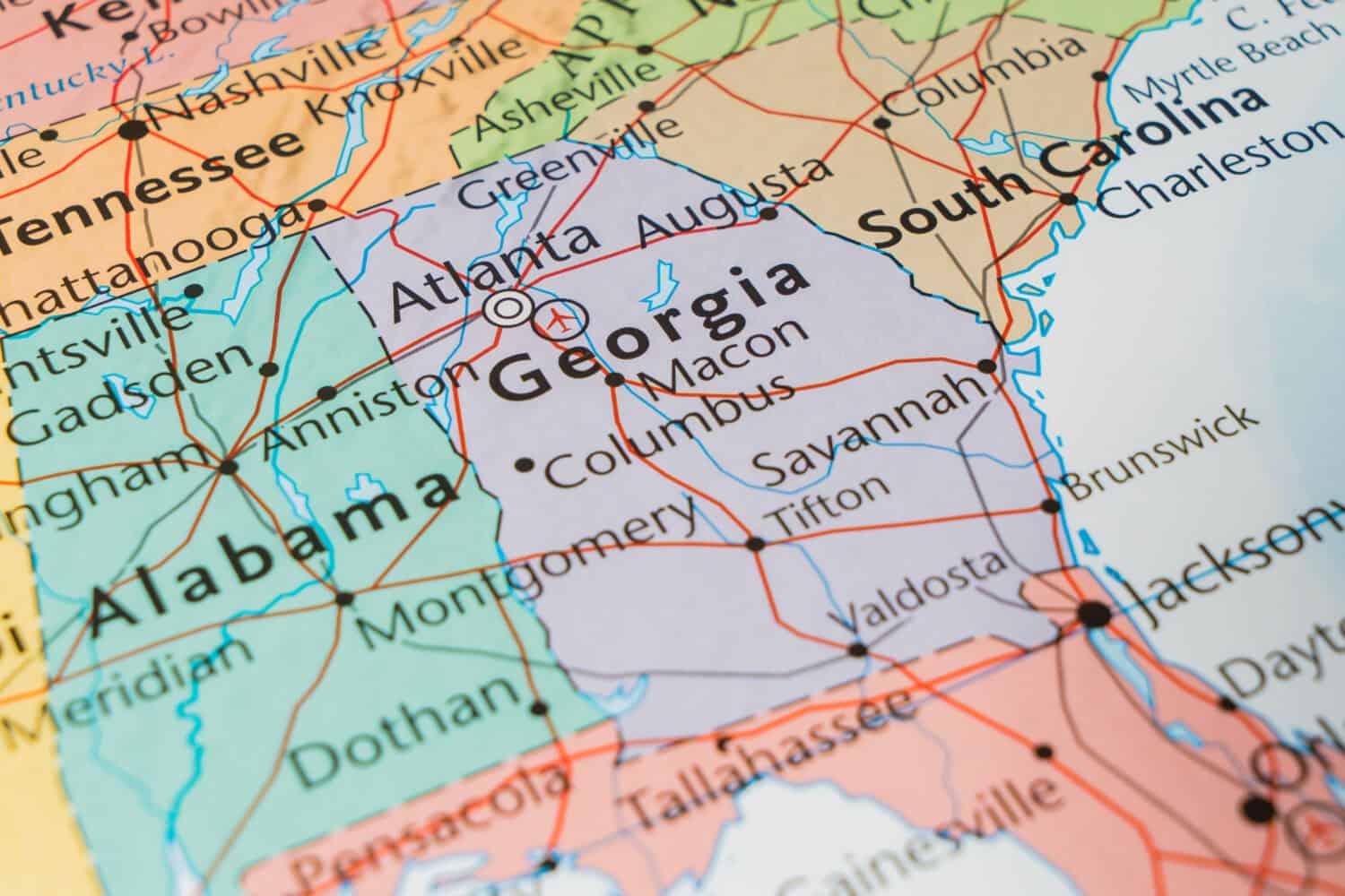 State of Georgia on the map of the USA