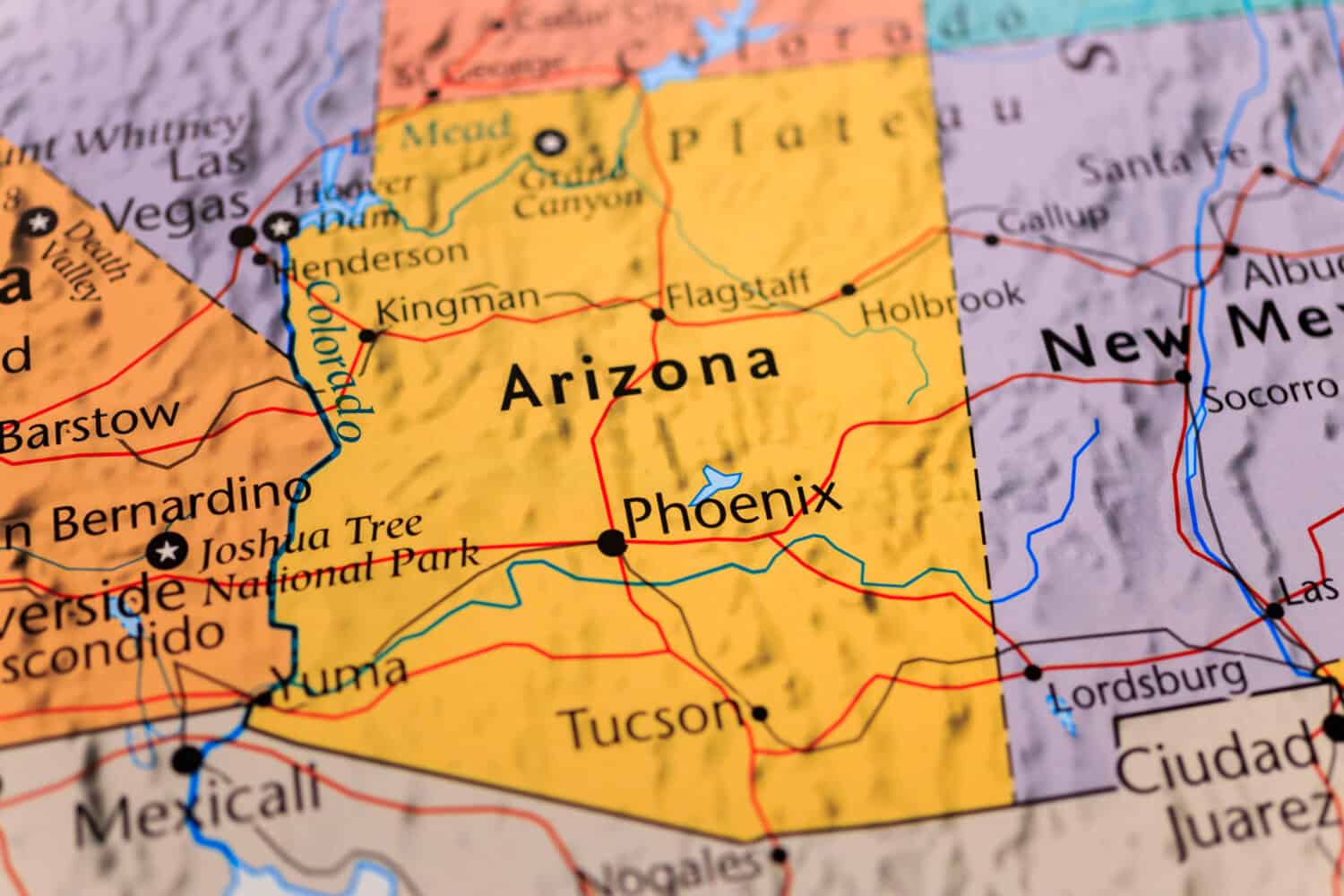 Arizona on the map
