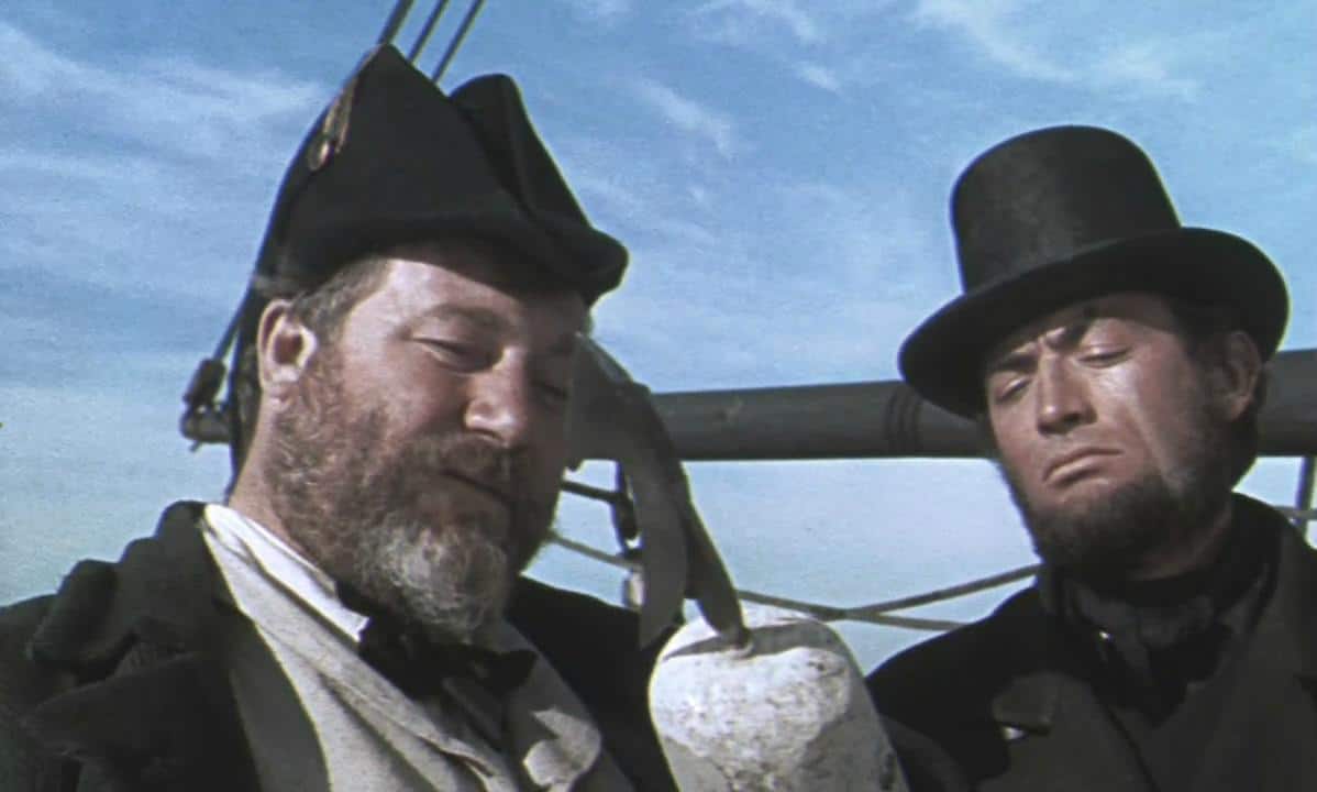 Gregory Peck and James Robertson Justice in Moby Dick (1956)