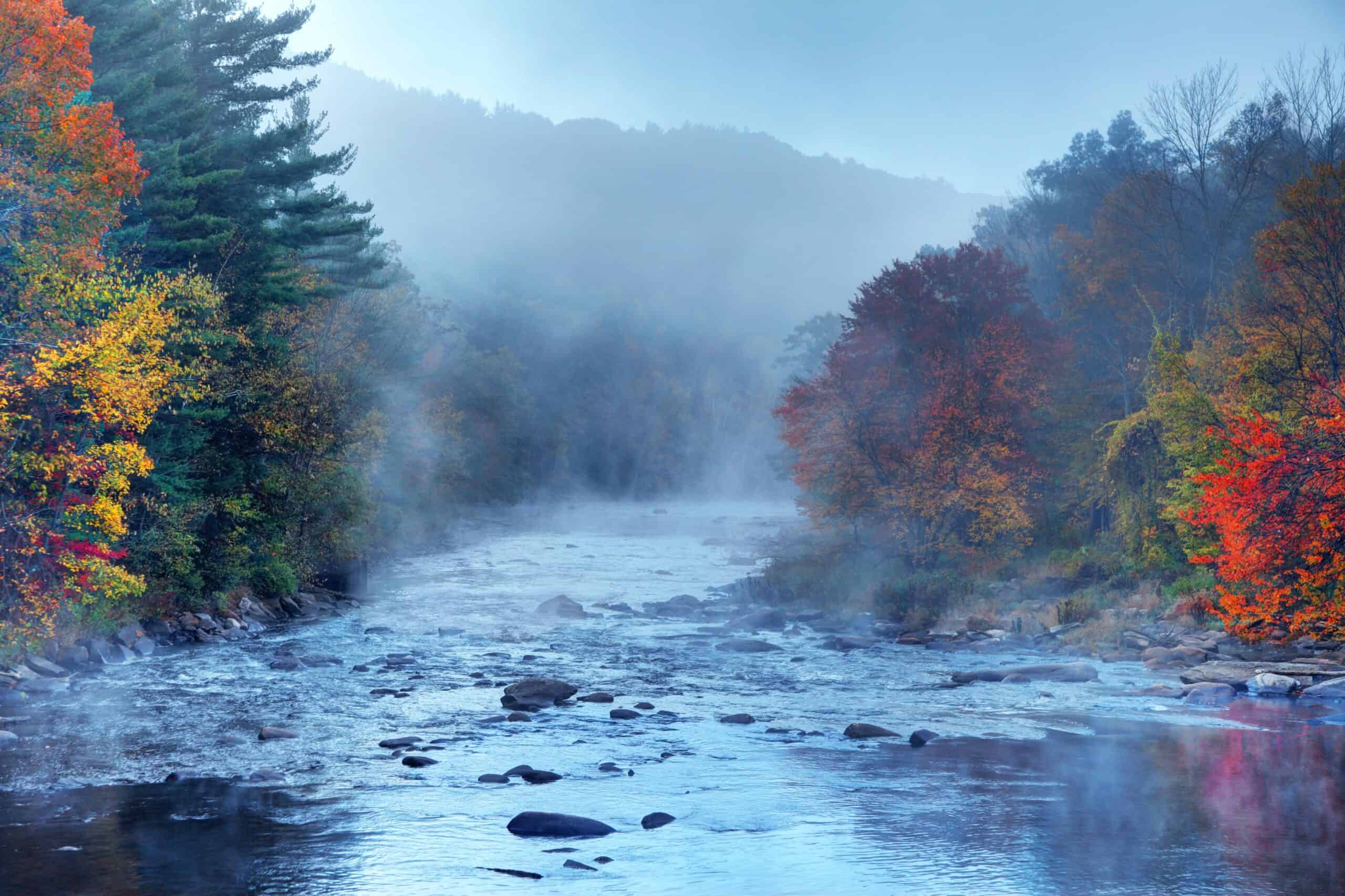 Greenfield, Massachusetts | Autumn foliage along the Millers River near Greenfield, Massachusetts