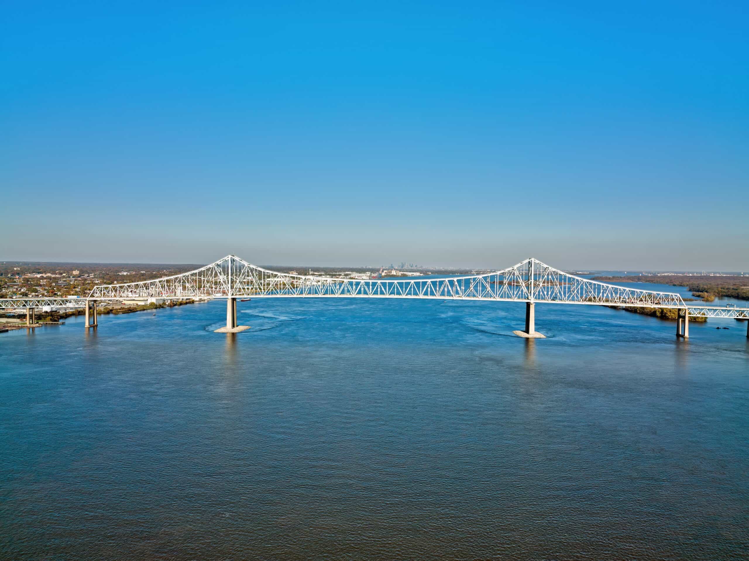 Chester, Pennsylvania | Aerial View of the Commodore Barry Bridge in Chester Pennsylvania