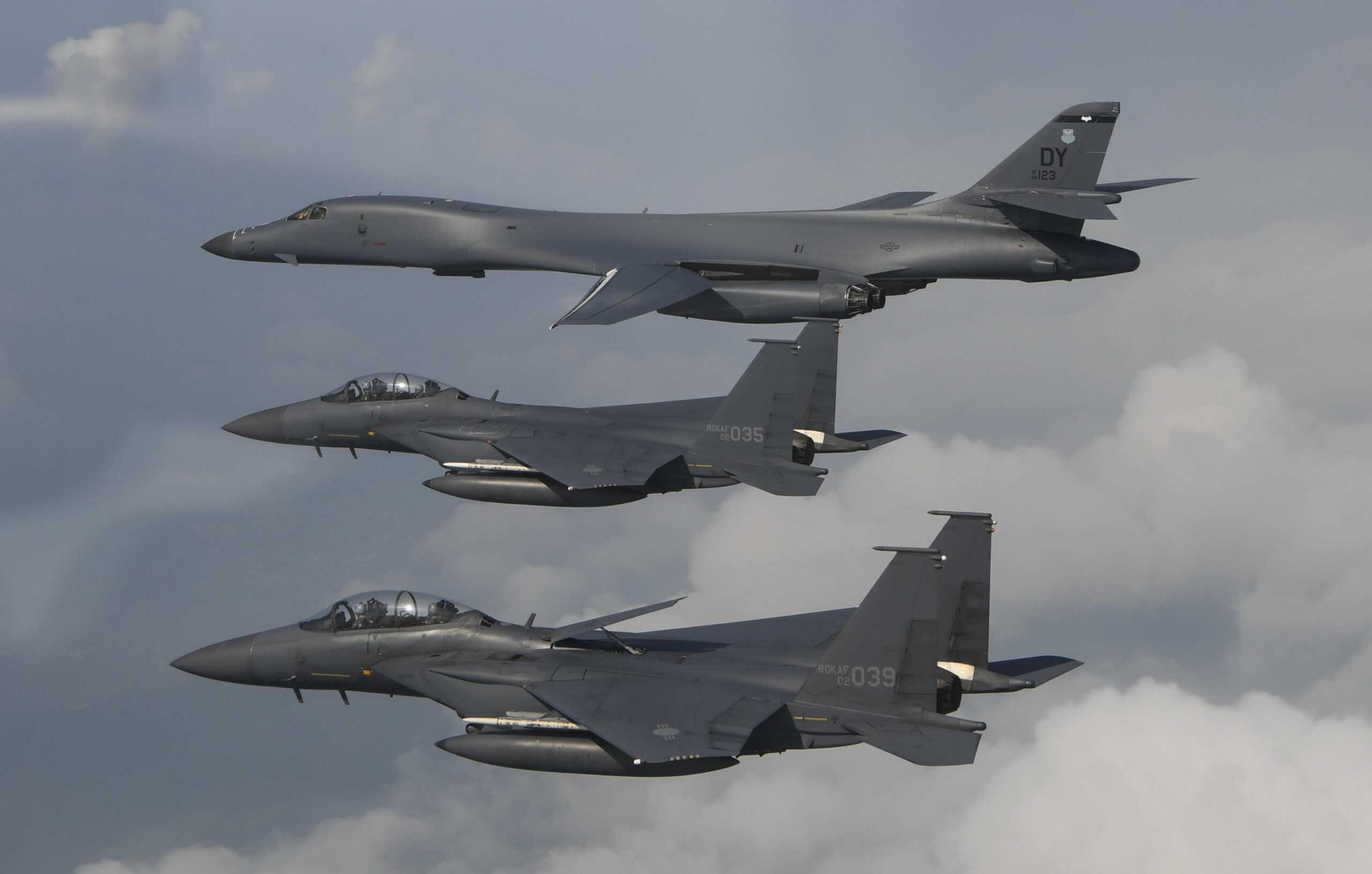 South+Korea+F-15 | U.S. bombers conduct bilateral mission with allies in response to a North Korea ICBM launch.