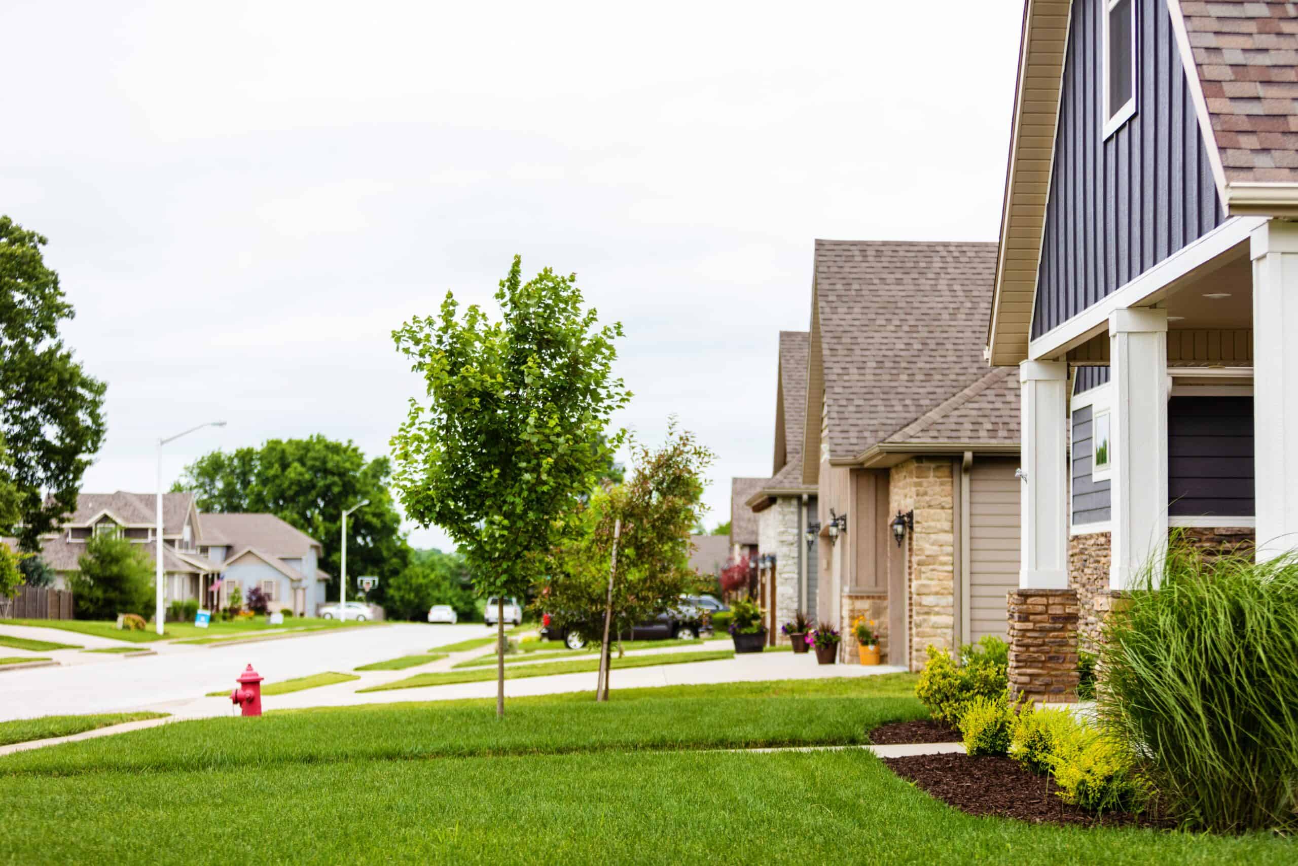 residential Missouri | Groups of Homes with Healthy Green Yards on a Sunny Summer Day