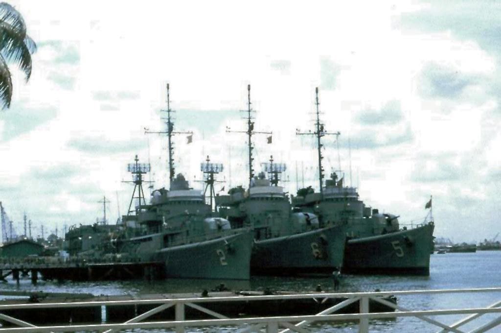 Vietnam+navy | AVPs of South Vietnam Navy, RVNS Tran Quang Khai (HQ-2), Tran Quoc Toan (HQ-6), and Tran Binh Trong (HQ-5) at Saigon, May 1972.