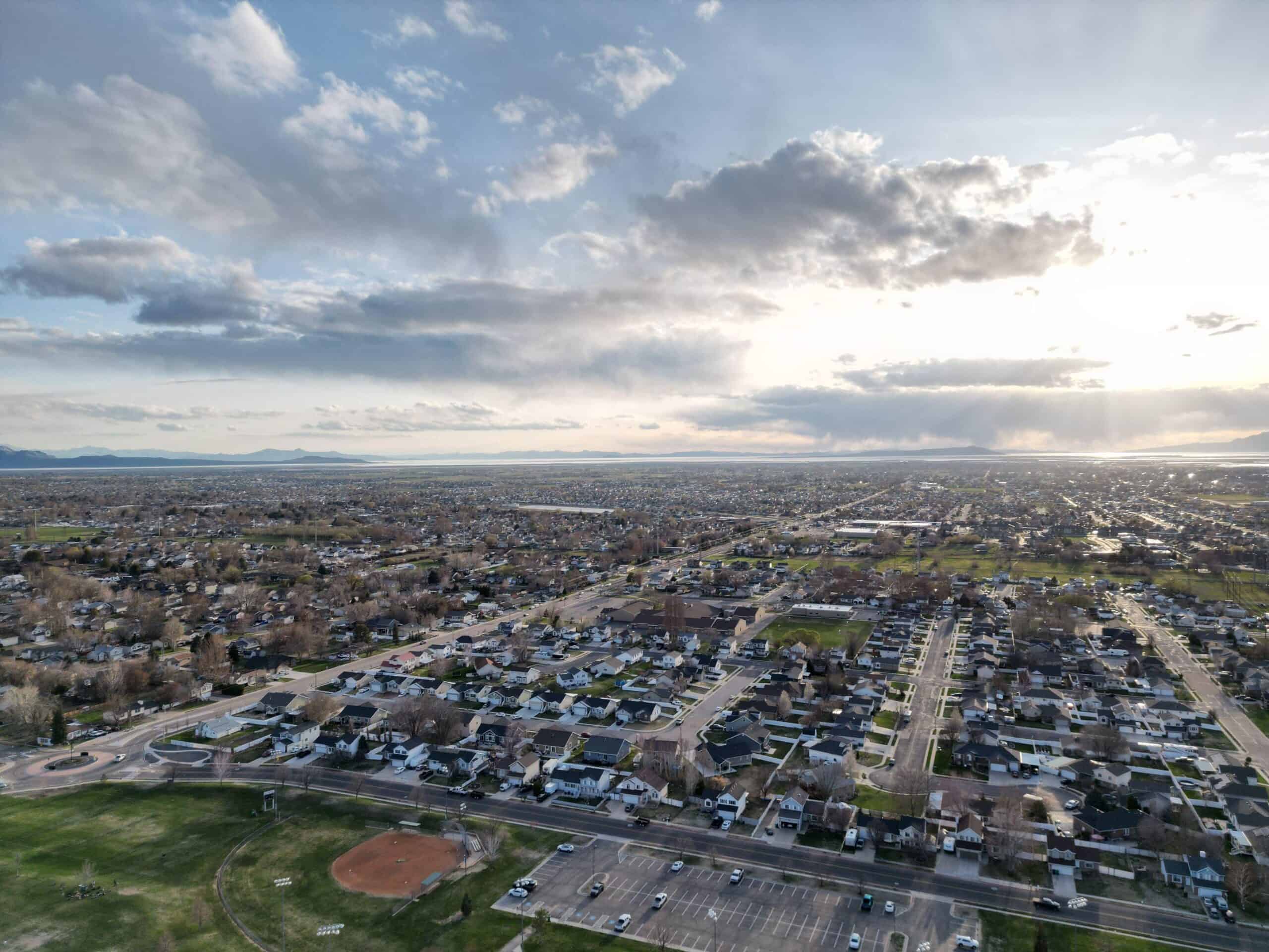 Roy, Utah | Aerial view of an urban area, captured from a high-altitude perspective in Roy, Utah