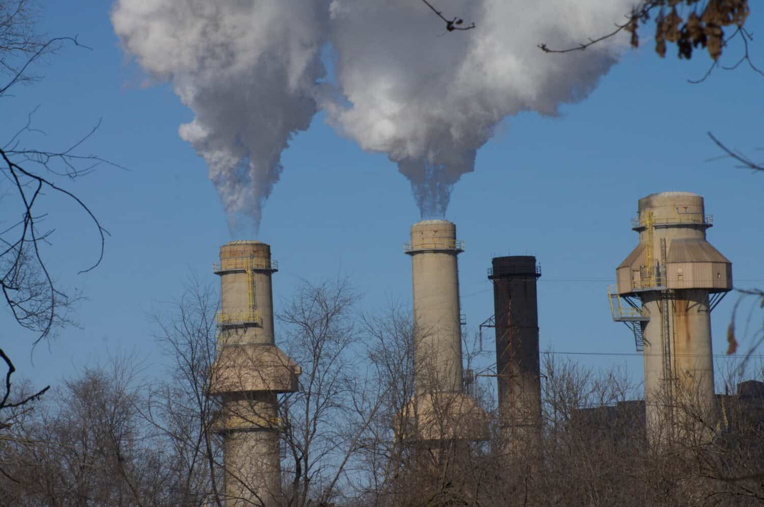 Coal Plant Smoke, Smog, Blue Sky