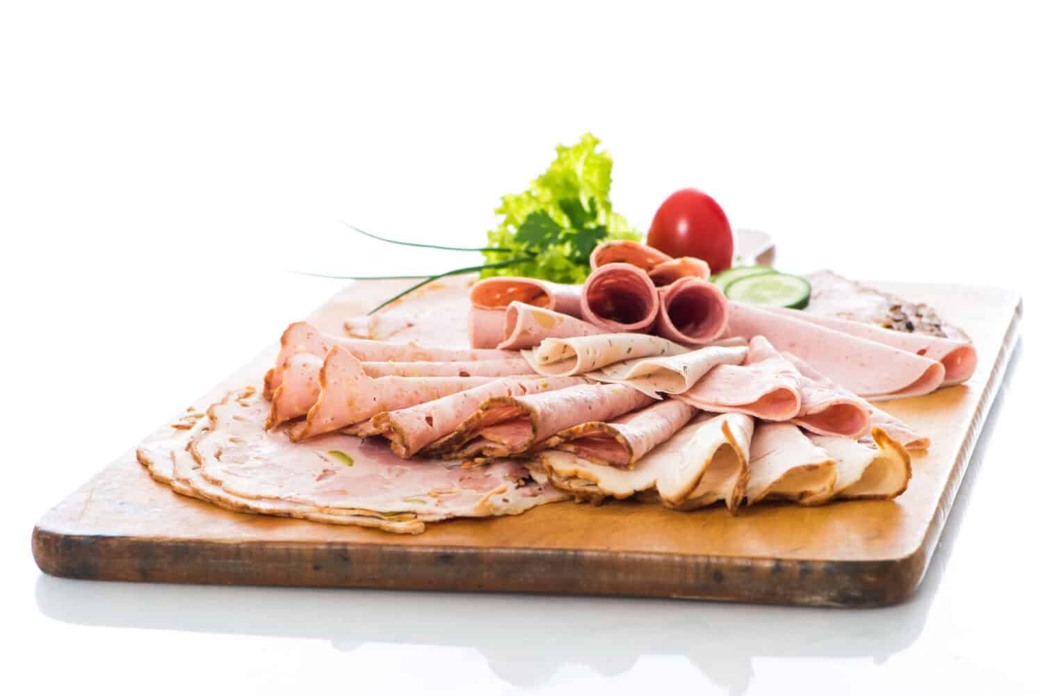 Various cold cuts on a plate