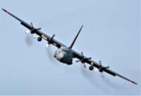 Head on C-130 Hercules during EAA Oshkosh airshow