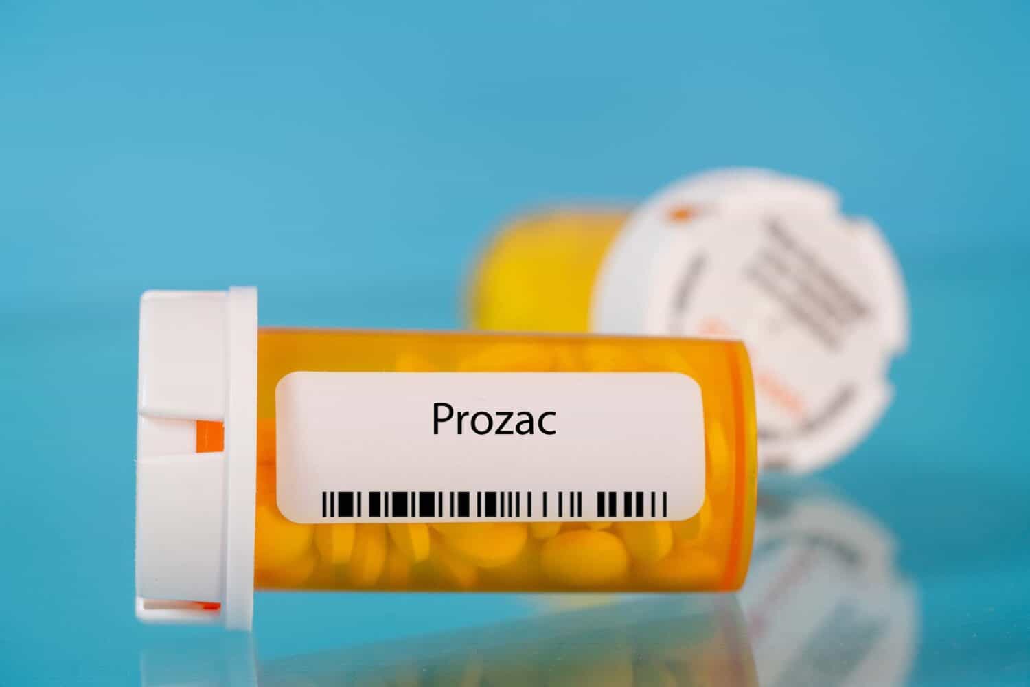 Prozac. Prozac pills in RX prescription drug bottle
