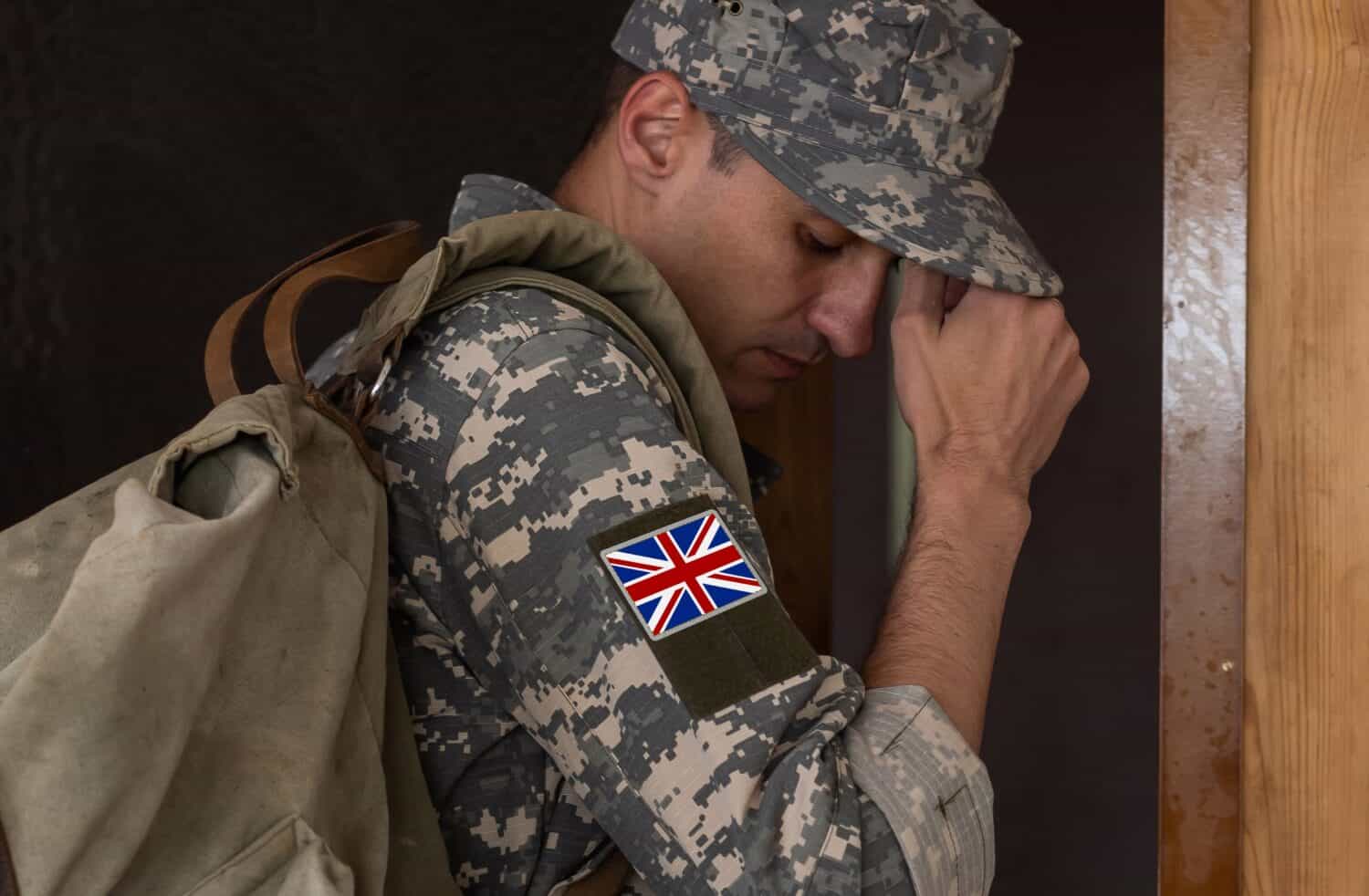 Flag of United Kingdom on military uniform. UK Army. British Armed Forces, soldiers. by Andrew Angelov