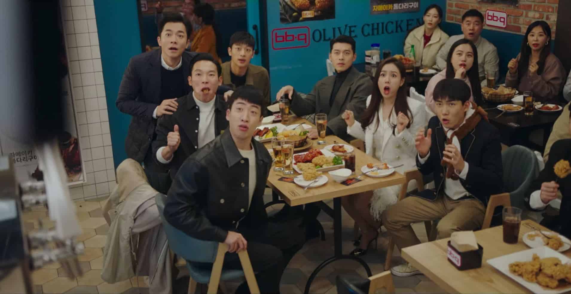 Kim Young-min, Yoo Su-bin, Yang Kyung-won, Lee Sin-young, Son Ye-jin, Hyun Bin, and Tang Joon-sang in Crash Landing on You (2019)