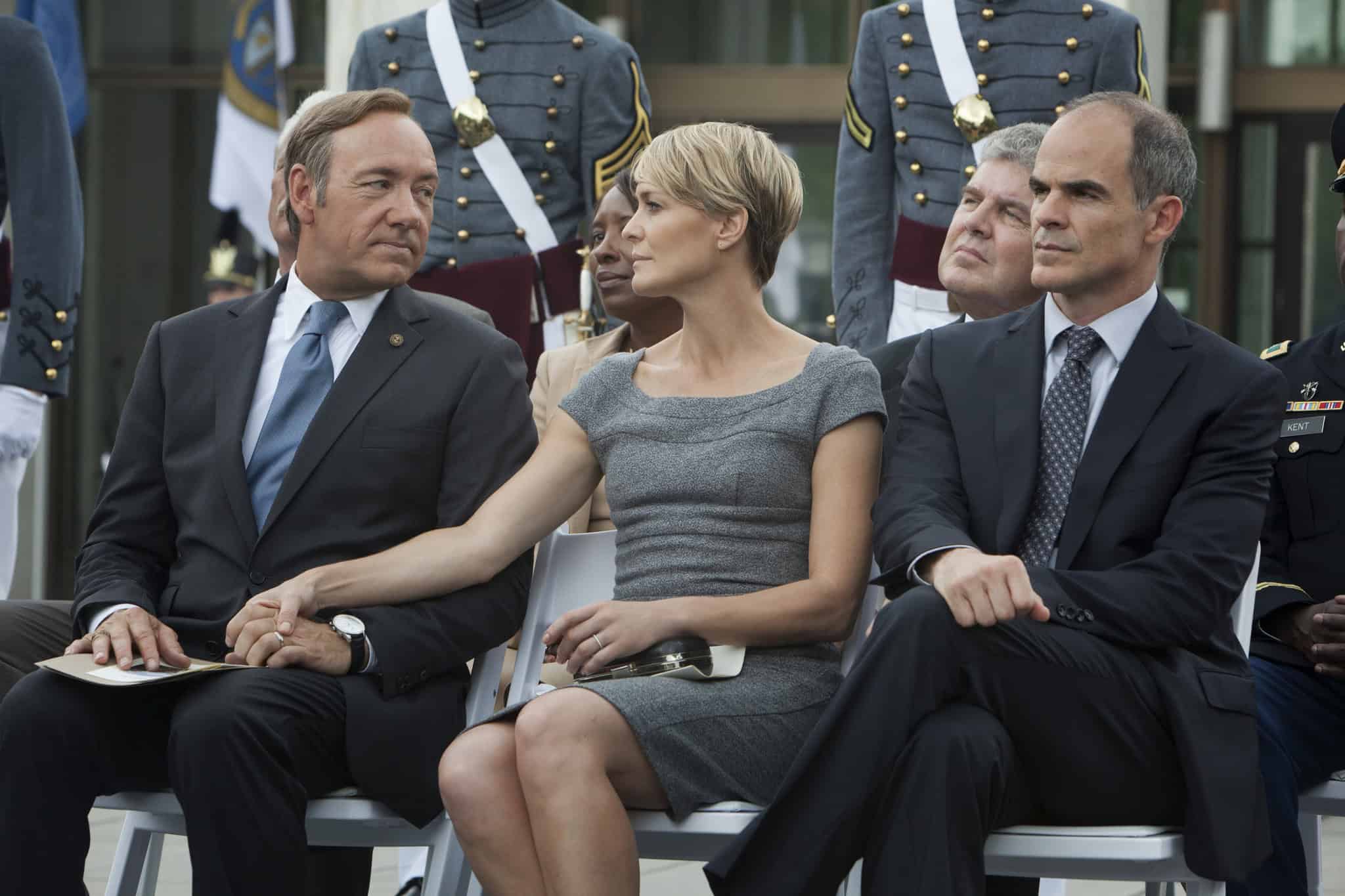 Kevin Spacey, Robin Wright, and Michael Kelly in House of Cards (2013)