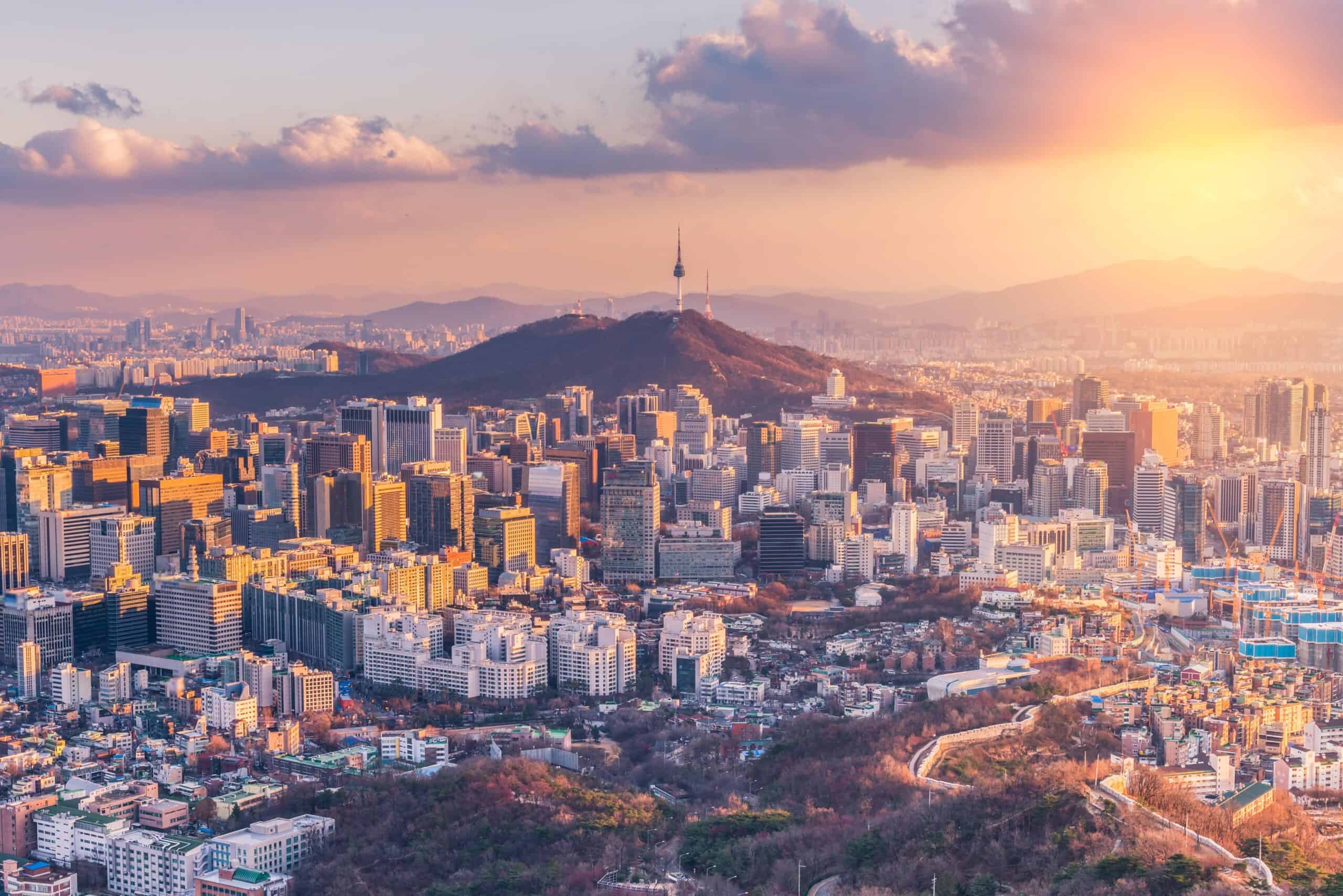 Korea | Sunset at Seoul City Skyline,South Korea.