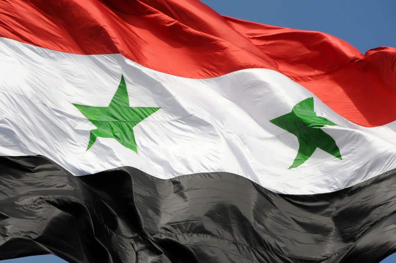 The flag of Syrian Arab Republic Damascus, Syria by anju010di from London, UK