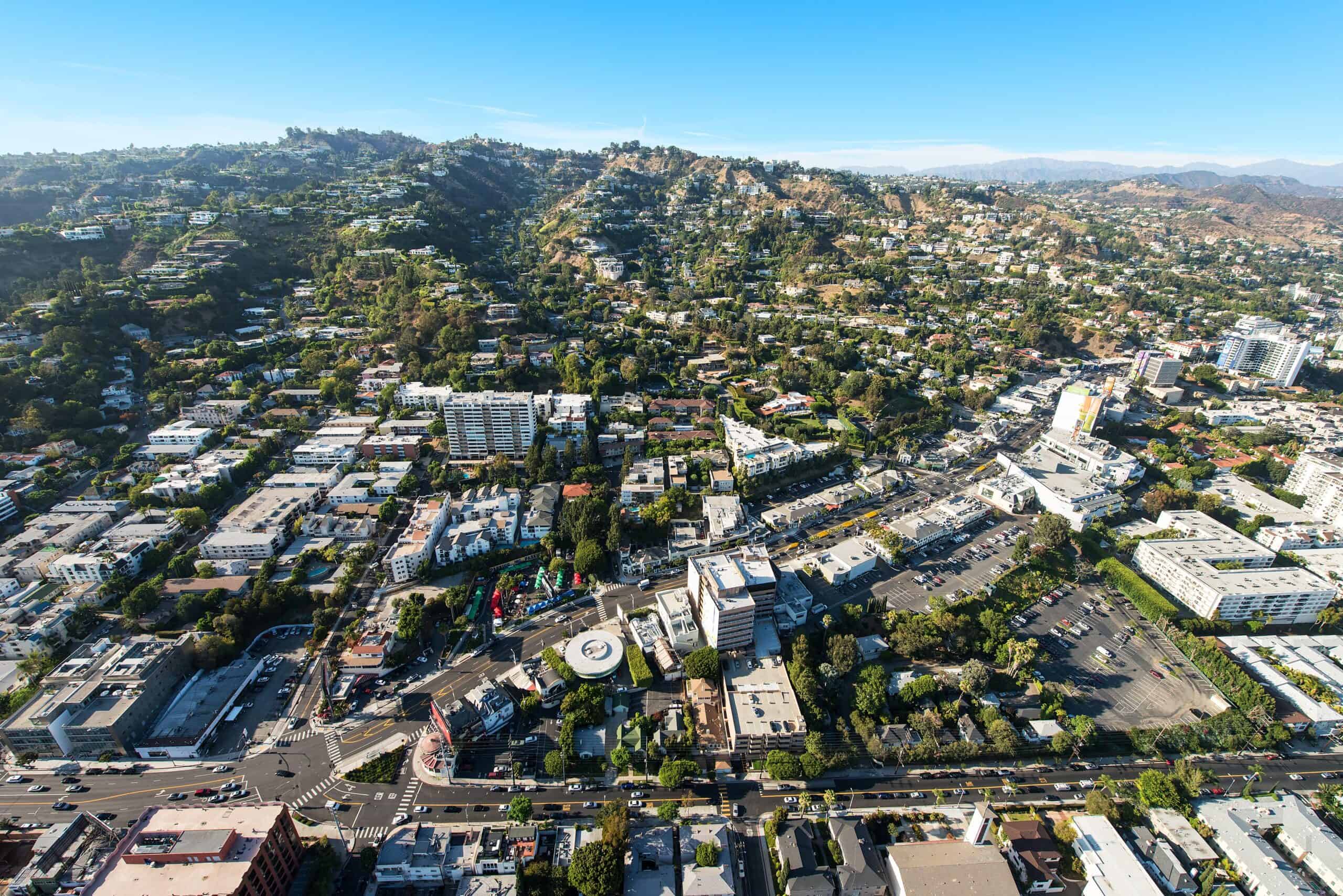 West Hollywood, California | Aerial View of Sunset Boulevard in West Hollywood, California