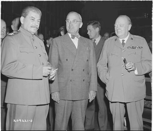 Public Domain: Photograph of Josef Stalin, Harry S. Truman, and Winston Churchill at Potsdam, 07/17/1945 (NARA) by pingnews.com