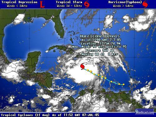 hurricane dennis bores down on jamaica, july 7, 2005 by Edu-Tourist