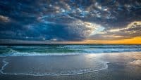 Florida Sunset with breaking waves