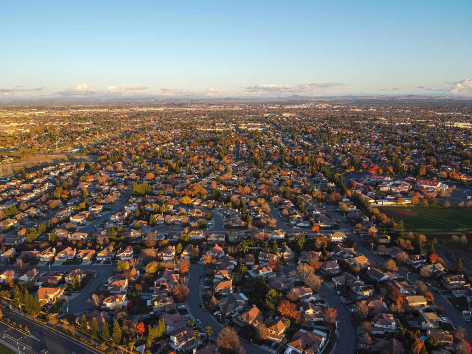 Roseville California aerial view. December 2019