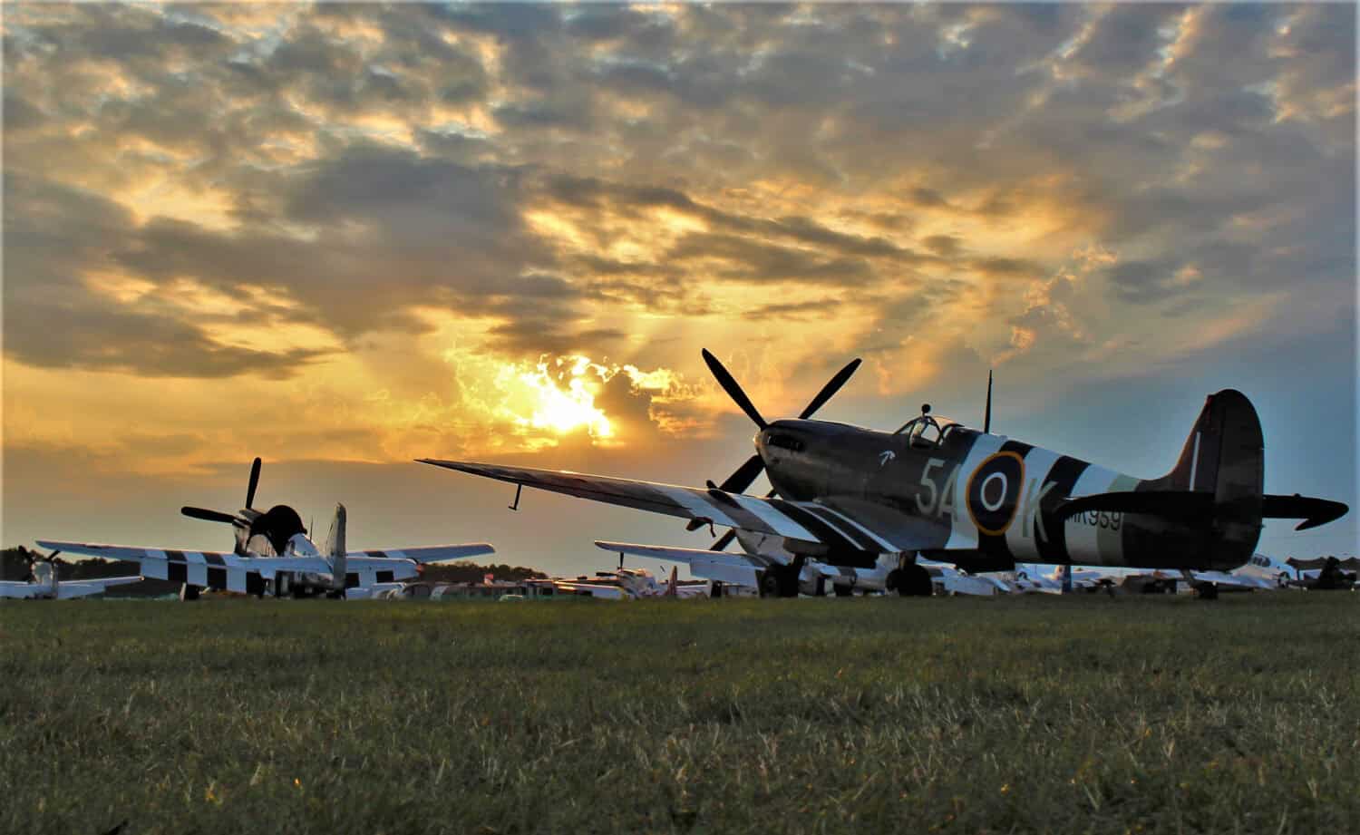 P-51 Mustang at sunset airshow