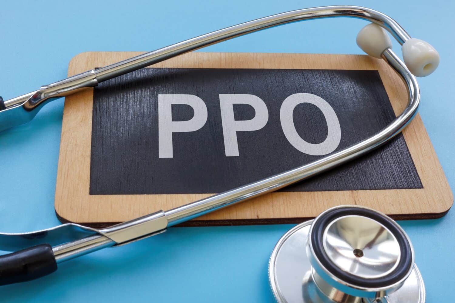 A Plate with abbreviation PPO preferred provider organization or health insurance plan.