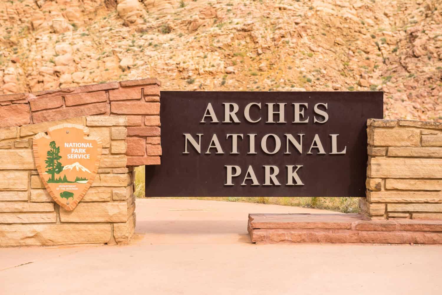 Arches National Park Entrance Sign, Utah, USA