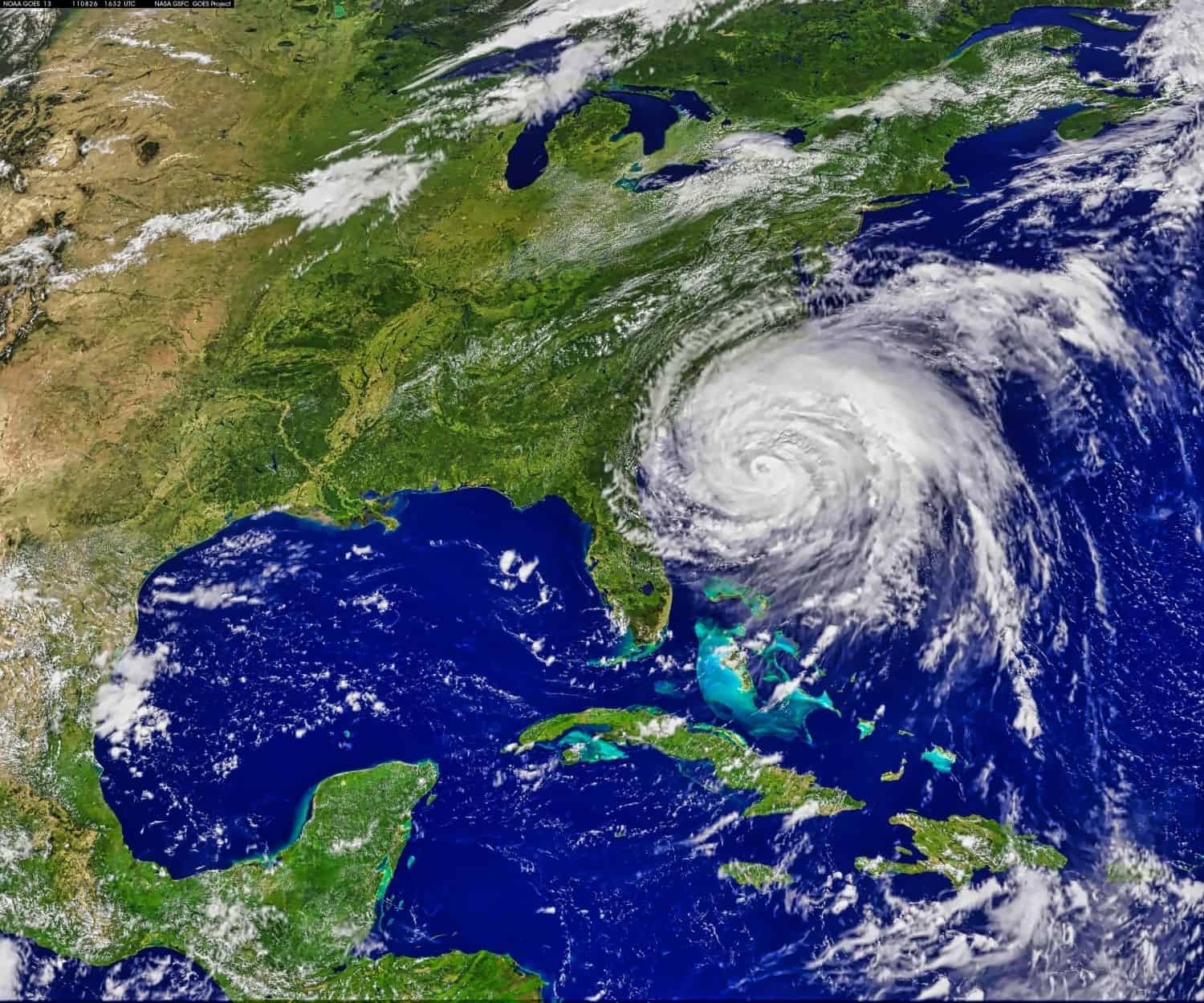 Hurricane Irene Nears Landfall. Irene, the first hurricane of the 2011 Atlantic season, was poised on August 26 to be the first to make landfal Elements of this image furnished by NASA.