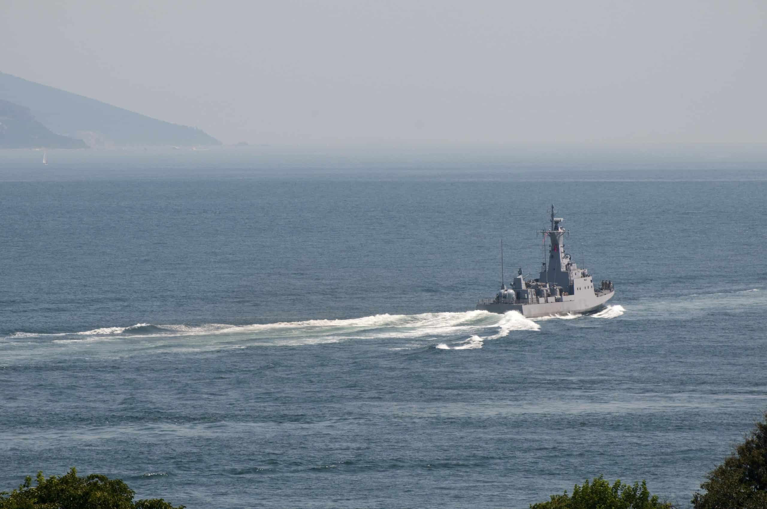 chinese naval Corvette | naval vessel heading to sea in Istanbul, Turkey