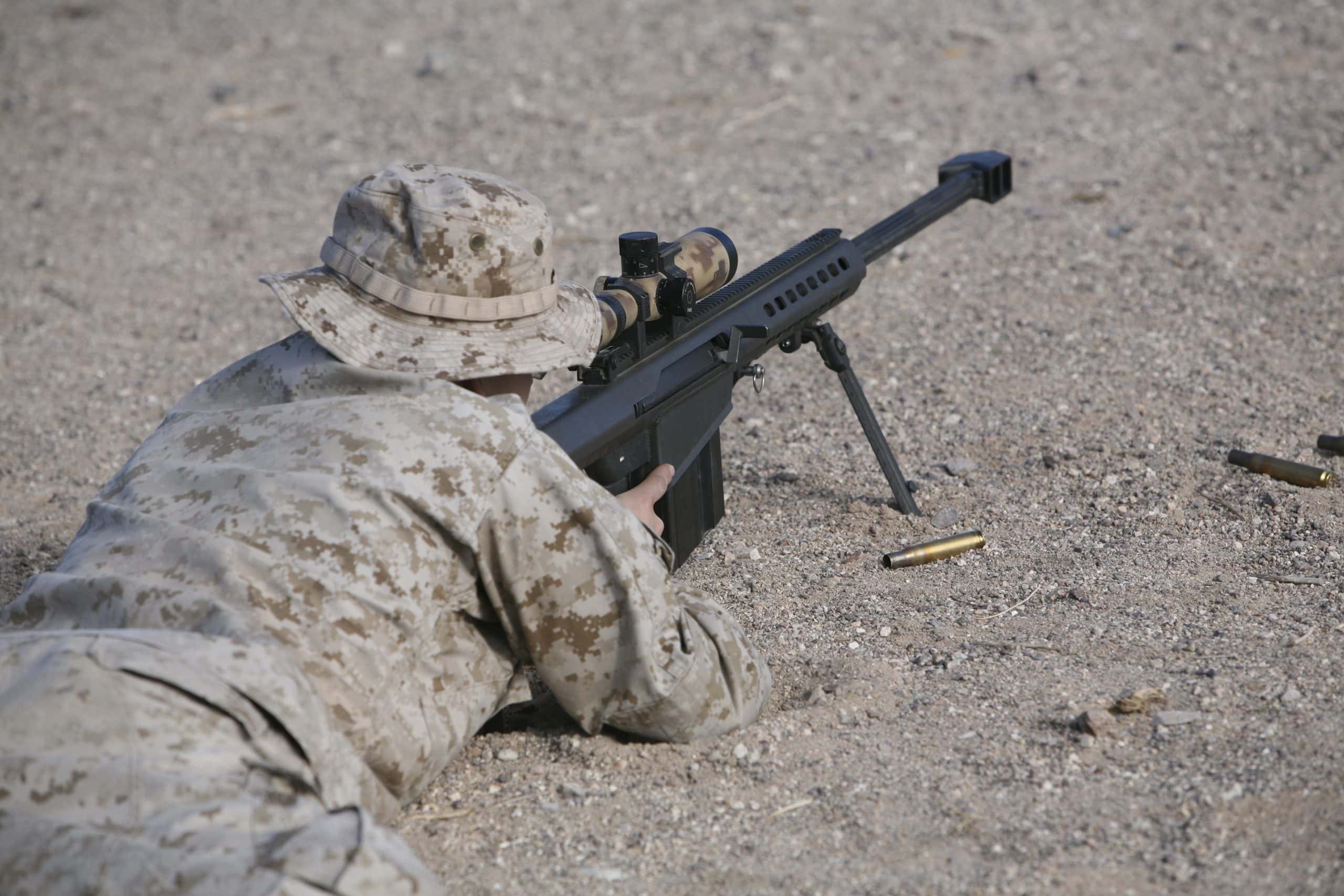 January 7, 2010 - A U.S. Marine aims his M107 sniper rifle at Firing Range 113 at Camp Wilson, California.