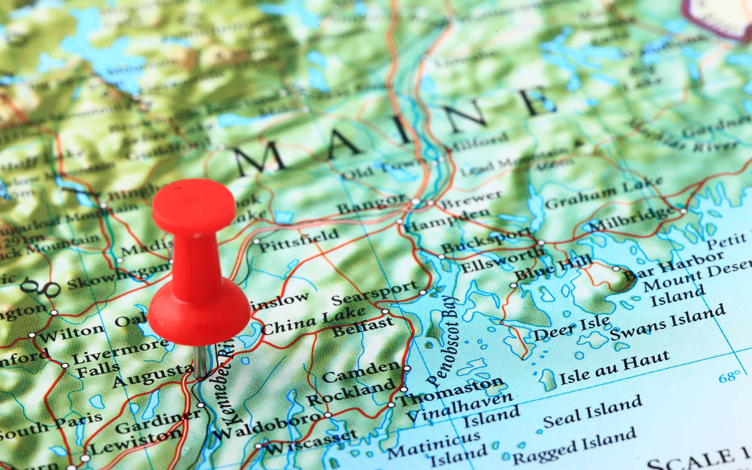 Augusta Map, Maine USA