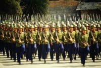 chinese military | Army soldiers marching in a parade, Chengdu, Sichuan Province, China